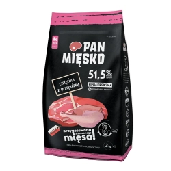 Karma dla szczeniąt Pan Mięsko cielęcina z przepiórką 3 kg XS rasy małe i średnie