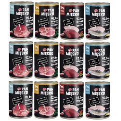 Karma dla psa Pan Mięsko zestaw 12 x 400g Mix Smaków