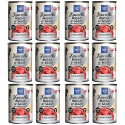 WAFI Karma dla psa Kawałki Mięsa w Sosie z Wołowiną 12 x 415g