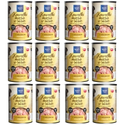 WAFI Karma dla psa Kawałki Mięsa w Sosie z Drobiem 12 x 415g