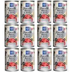 WAFI Karma dla psa Kawałki Mięsa w Sosie z Wołowiną 12 x 415g