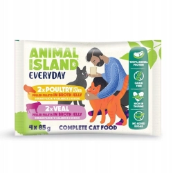 Karma Animal Island Everyday Mix Smaków Drób z Wątróbką i Cielęcina 4PAK 4x85g
