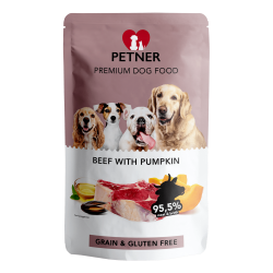 Karma PETNER Wołowina z Dynią 95,5% Mięsa Saszetka 500g bez zbóż